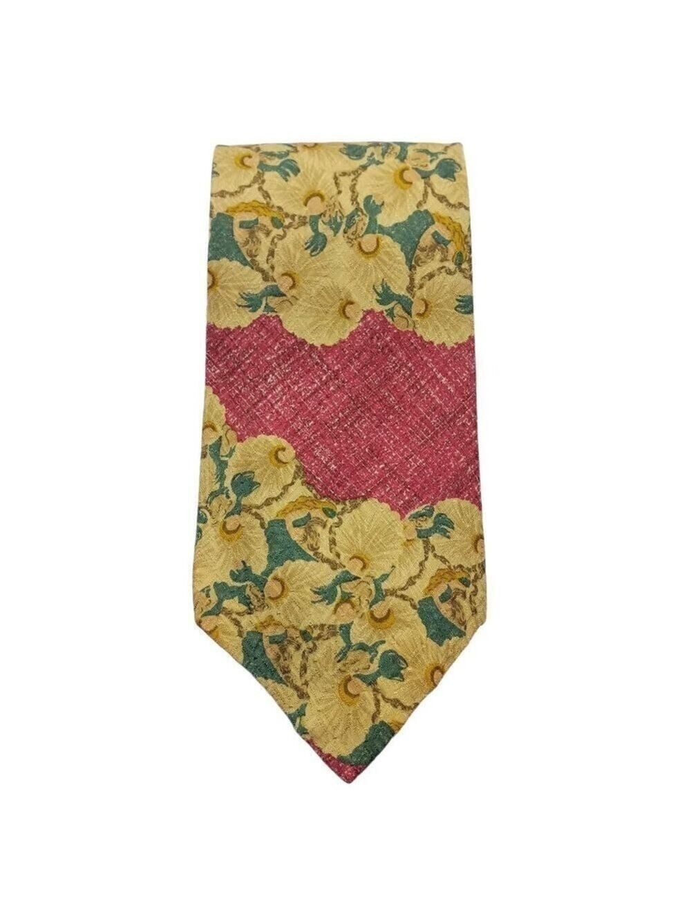 XMI For Nordstrom Silk Floral Tie Green Gold Red - Picture 4 of 7
